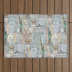 New York watercolor Outdoor Rug Gallery Image 1