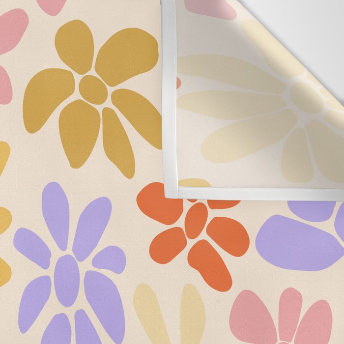 Retro Daisies - Rainbow Pastel Colors Wall Tapestry Gallery Image 3