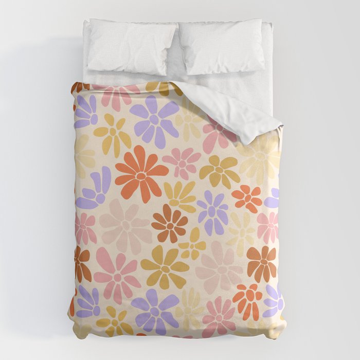 Retro Daisies - Rainbow Pastel Colors Duvet Cover Gallery Image 6