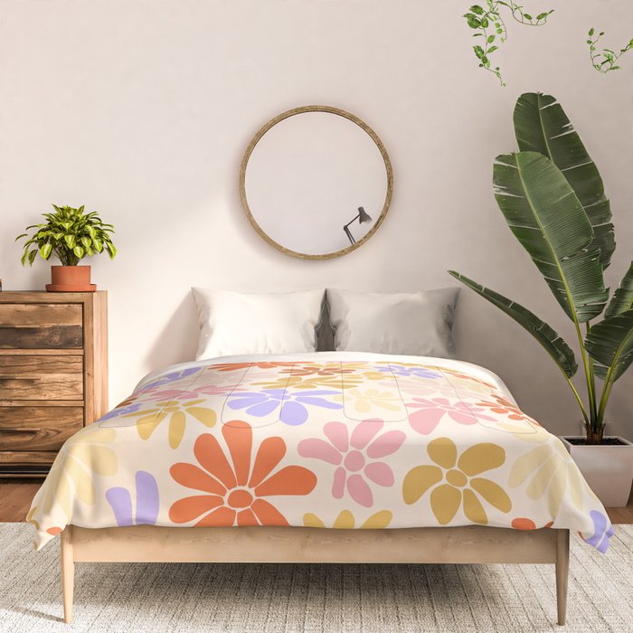 Retro Daisies - Rainbow Pastel Colors Comforter Gallery Image 3