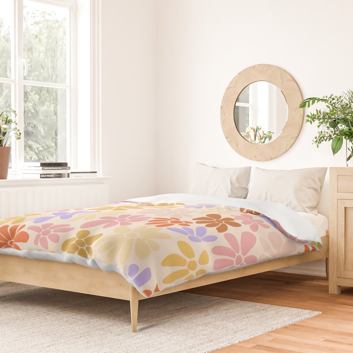 Retro Daisies - Rainbow Pastel Colors Duvet Cover Gallery Image 2