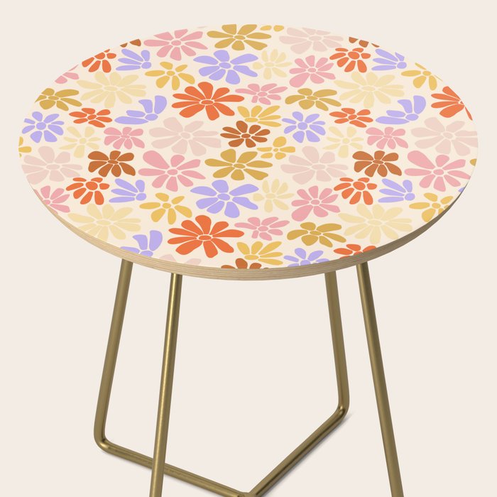 Retro Daisies - Rainbow Pastel Colors Side Table Gallery Image 2