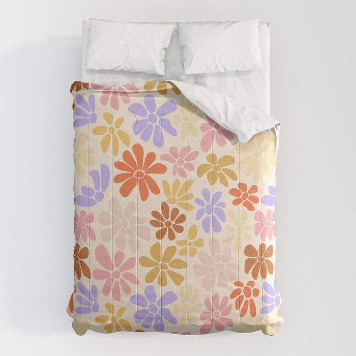 Retro Daisies - Rainbow Pastel Colors Comforter Gallery Image 6