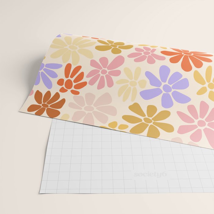 Retro Daisies - Rainbow Pastel Colors Wrapping Paper Gallery Image 2