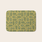 Mid Century Modern Piquet Geometric Multi Pattern in Vintage Olive Green Tones Bath Mat Gallery Image 1