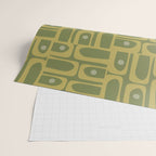 Mid Century Modern Piquet Geometric Multi Pattern in Vintage Olive Green Tones Wrapping Paper Gallery Image 2
