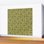 Mid Century Modern Piquet Geometric Multi Pattern in Vintage Olive Green Tones Wall Mural Gallery Image 2