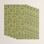 Mid Century Modern Piquet Geometric Multi Pattern in Vintage Olive Green Tones Wrapping Paper Gallery Image 3