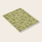 Mid Century Modern Piquet Geometric Multi Pattern in Vintage Olive Green Tones Notebook Gallery Image 2