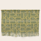 Mid Century Modern Piquet Geometric Multi Pattern in Vintage Olive Green Tones Wall Hanging Gallery Image 1