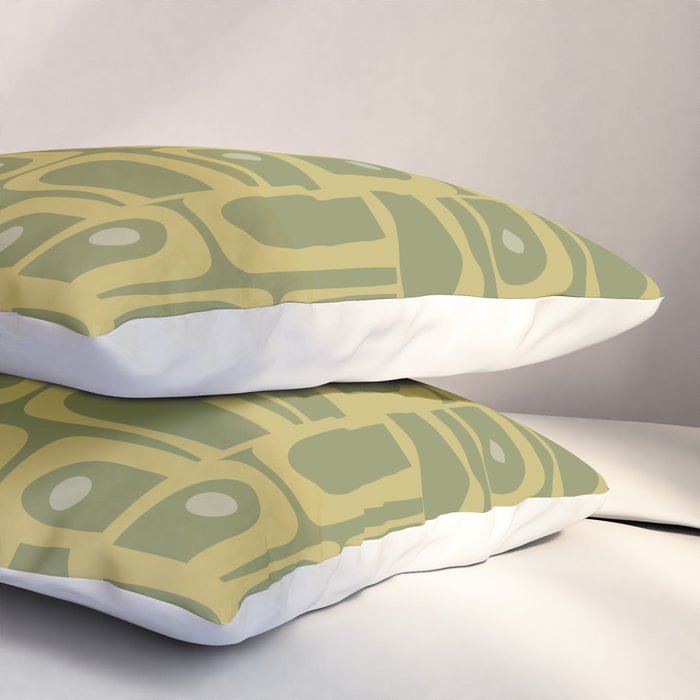 Mid Century Modern Piquet Geometric Multi Pattern in Vintage Olive Green Tones Pillow Sham Gallery Image 3