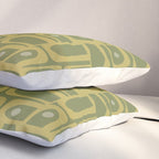 Mid Century Modern Piquet Geometric Multi Pattern in Vintage Olive Green Tones Pillow Sham Gallery Image 3