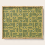 Mid Century Modern Piquet Geometric Multi Pattern in Vintage Olive Green Tones Serving Tray Gallery Image 1