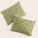 Mid Century Modern Piquet Geometric Multi Pattern in Vintage Olive Green Tones Pillow Sham Gallery Image 3