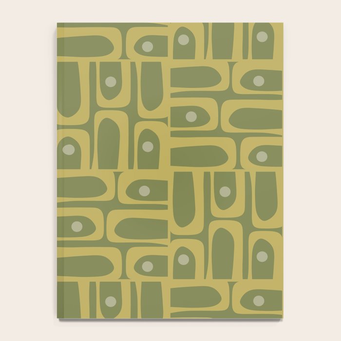 Mid Century Modern Piquet Geometric Multi Pattern in Vintage Olive Green Tones Notebook Gallery Image 4
