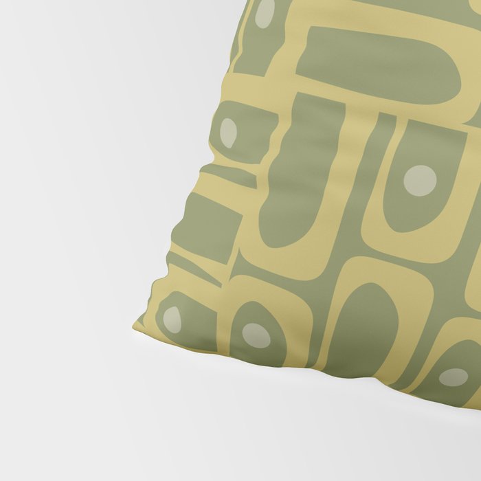 Mid Century Modern Piquet Geometric Multi Pattern in Vintage Olive Green Tones Pillow Sham Gallery Image 4