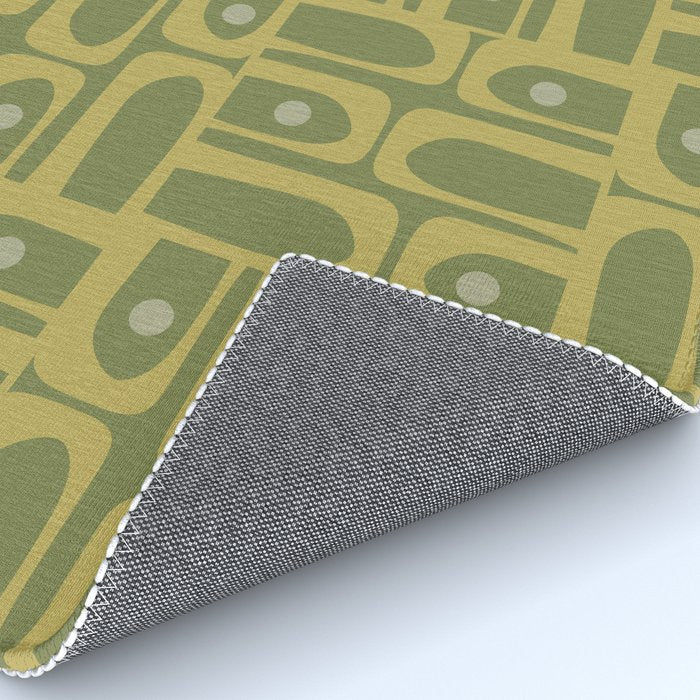 Mid Century Modern Piquet Geometric Multi Pattern in Vintage Olive Green Tones Rug Gallery Image 4