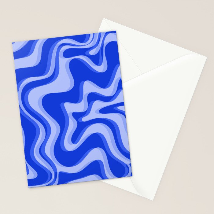 Trippy Glitch Retro Liquid Swirl Very Blue Abstract Pattern Stationery Card Gallery Image 2