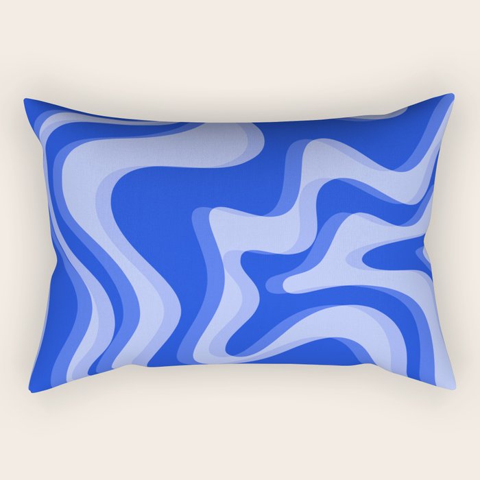Trippy Glitch Retro Liquid Swirl Very Blue Abstract Pattern Rectangular Pillow Gallery Image 1