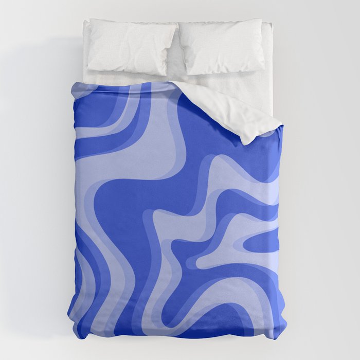 Trippy Glitch Retro Liquid Swirl Very Blue Abstract Pattern Duvet Cover Gallery Image 1