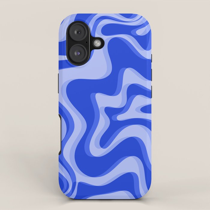 Trippy Glitch Retro Liquid Swirl Very Blue Abstract Pattern iPhone Case Gallery Image 1