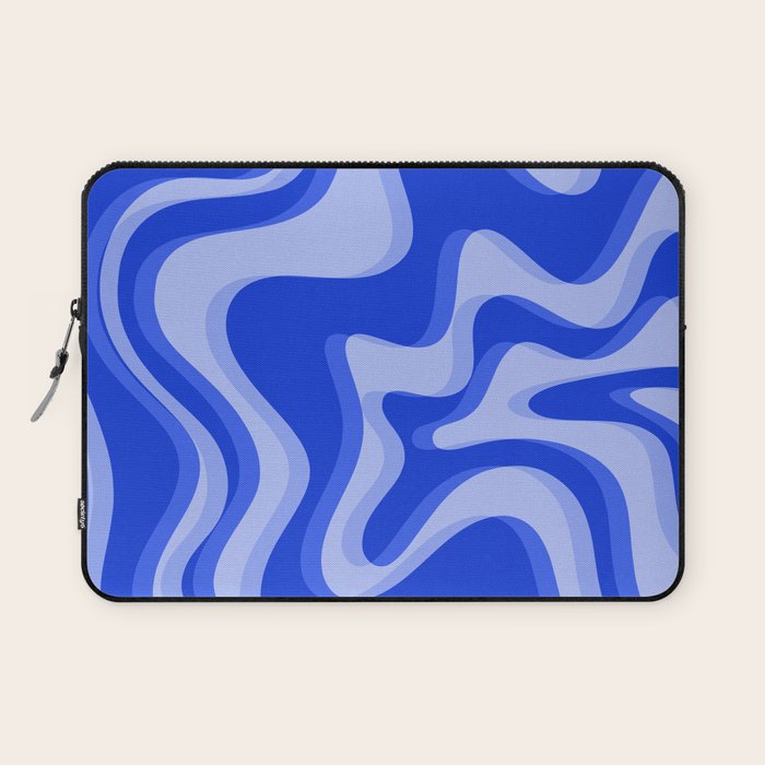 Trippy Glitch Retro Liquid Swirl Very Blue Abstract Pattern Laptop Sleeve Gallery Image 1