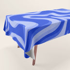 Trippy Glitch Retro Liquid Swirl Very Blue Abstract Pattern Tablecloth Gallery Image 1