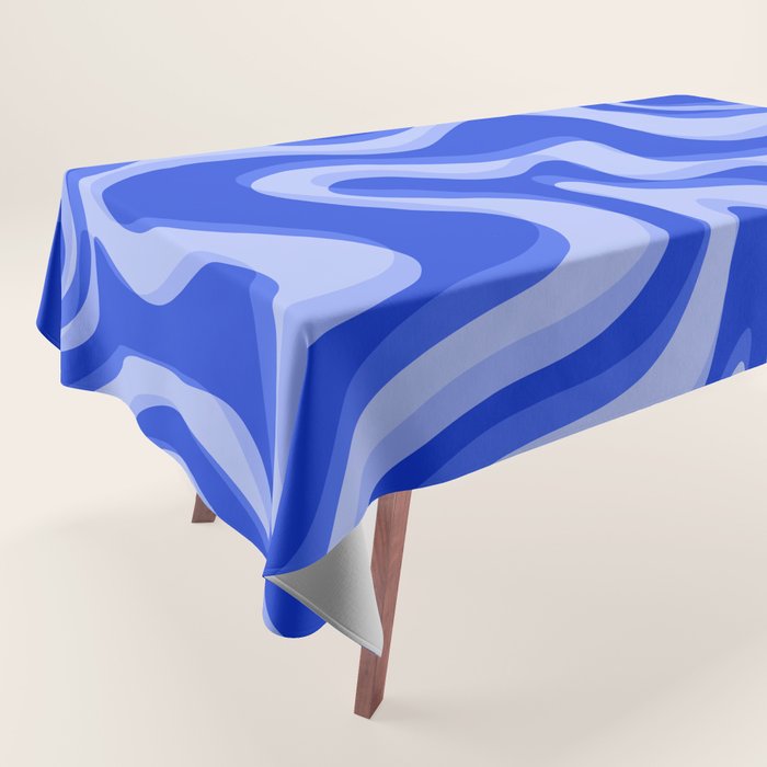 Trippy Glitch Retro Liquid Swirl Very Blue Abstract Pattern Tablecloth Gallery Image 1