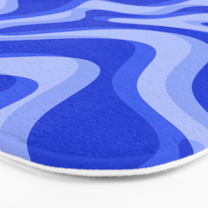 Trippy Glitch Retro Liquid Swirl Very Blue Abstract Pattern Bath Mat Gallery Image 3