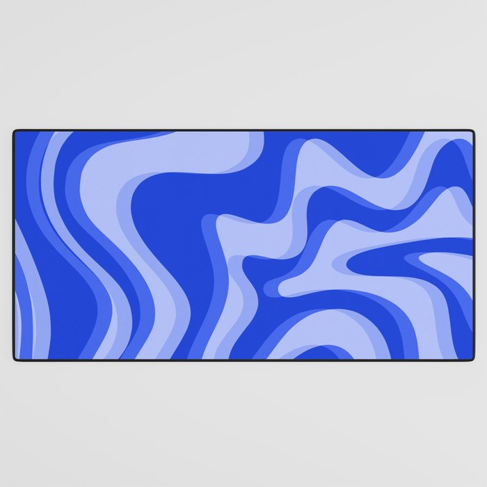 Trippy Glitch Retro Liquid Swirl Very Blue Abstract Pattern Desk Mat Gallery Image 3