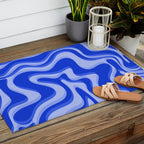 Trippy Glitch Retro Liquid Swirl Very Blue Abstract Pattern Outdoor Rug Gallery Image 2