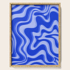 Trippy Glitch Retro Liquid Swirl Very Blue Abstract Pattern Serving Tray Gallery Image 1