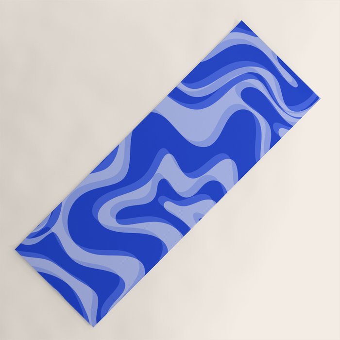 Trippy Glitch Retro Liquid Swirl Very Blue Abstract Pattern Yoga Mat Gallery Image 1