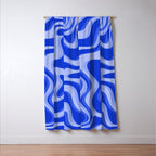 Trippy Glitch Retro Liquid Swirl Very Blue Abstract Pattern Window Curtain Gallery Image 3