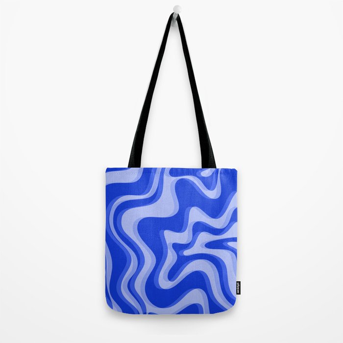 Trippy Glitch Retro Liquid Swirl Very Blue Abstract Pattern Tote Bag Gallery Image 2