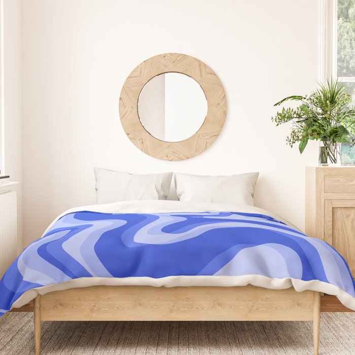 Trippy Glitch Retro Liquid Swirl Very Blue Abstract Pattern Duvet Cover Gallery Image 3