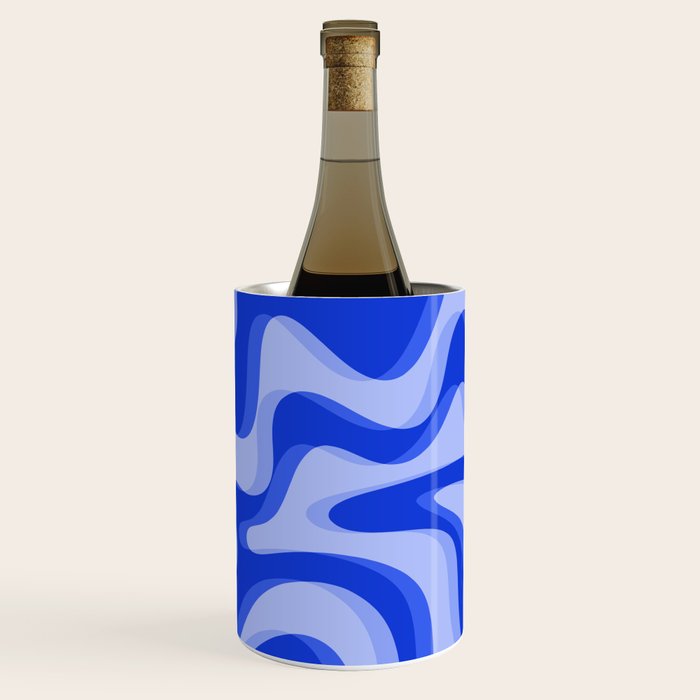 Trippy Glitch Retro Liquid Swirl Very Blue Abstract Pattern Wine Chiller Gallery Image 3