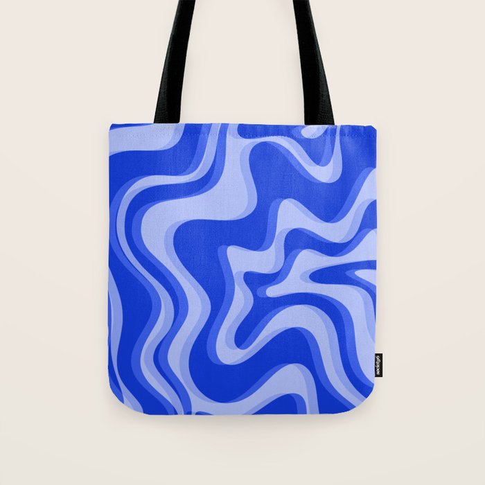 Trippy Glitch Retro Liquid Swirl Very Blue Abstract Pattern Tote Bag Gallery Image 1