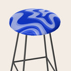 Trippy Glitch Retro Liquid Swirl Very Blue Abstract Pattern Stool Gallery Image 2