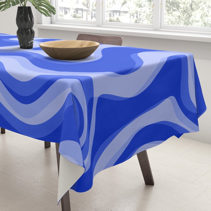 Trippy Glitch Retro Liquid Swirl Very Blue Abstract Pattern Tablecloth Gallery Image 3