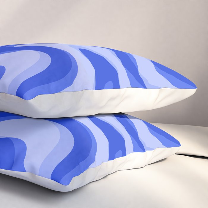 Trippy Glitch Retro Liquid Swirl Very Blue Abstract Pattern Pillow Sham Gallery Image 3