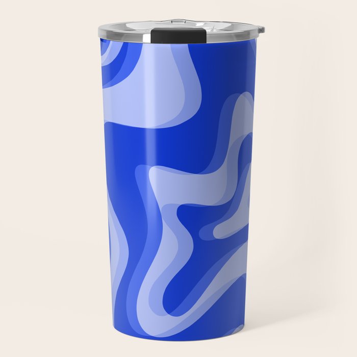 Trippy Glitch Retro Liquid Swirl Very Blue Abstract Pattern Travel Mug Gallery Image 1