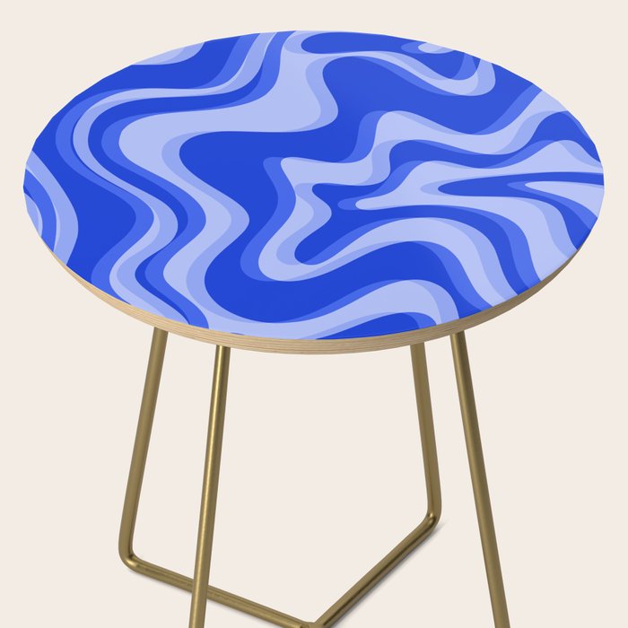 Trippy Glitch Retro Liquid Swirl Very Blue Abstract Pattern Side Table Gallery Image 2