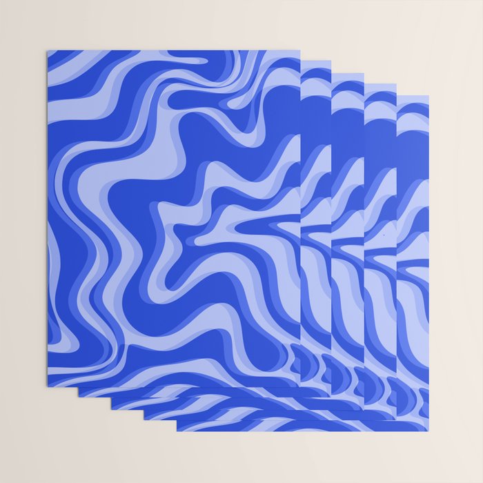 Trippy Glitch Retro Liquid Swirl Very Blue Abstract Pattern Wrapping Paper Gallery Image 3