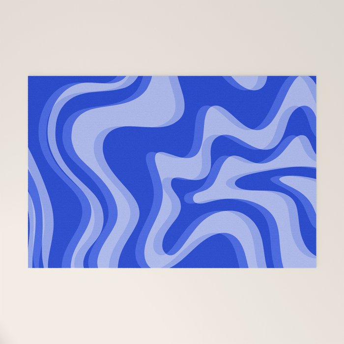 Trippy Glitch Retro Liquid Swirl Very Blue Abstract Pattern Welcome Mat Gallery Image 1