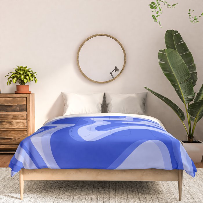 Trippy Glitch Retro Liquid Swirl Very Blue Abstract Pattern Comforter Gallery Image 3