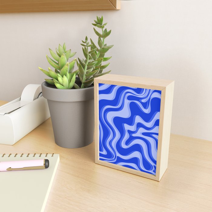 Trippy Glitch Retro Liquid Swirl Very Blue Abstract Pattern Mini Art Print Gallery Image 2