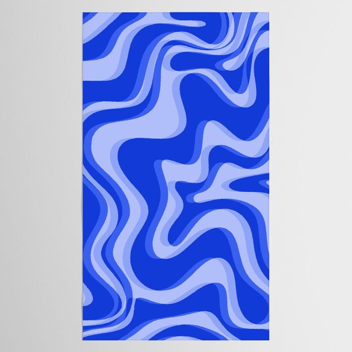 Trippy Glitch Retro Liquid Swirl Very Blue Abstract Pattern Tablecloth Gallery Image 2