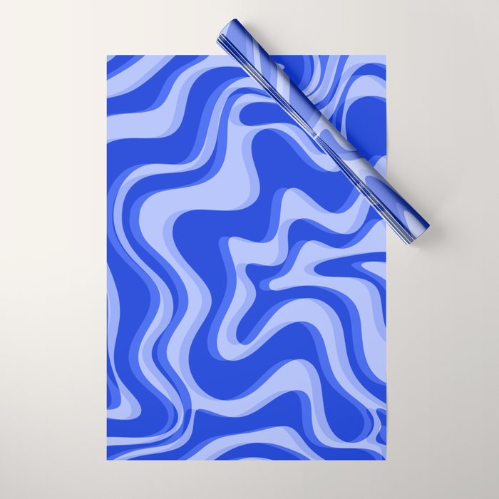 Trippy Glitch Retro Liquid Swirl Very Blue Abstract Pattern Wrapping Paper Gallery Image 1