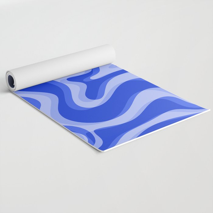 Trippy Glitch Retro Liquid Swirl Very Blue Abstract Pattern Yoga Mat Gallery Image 2